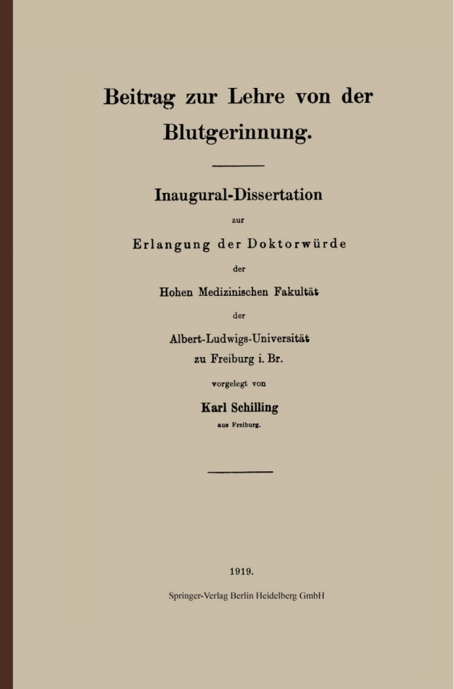 Beitrag zur Lehre von der Blutgerinnung