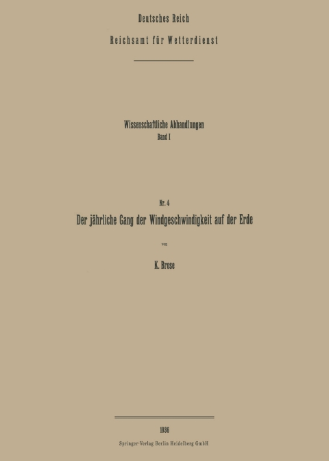 Cover image for book Der jährliche Gang der Windgeschwindigkeit auf der Erde