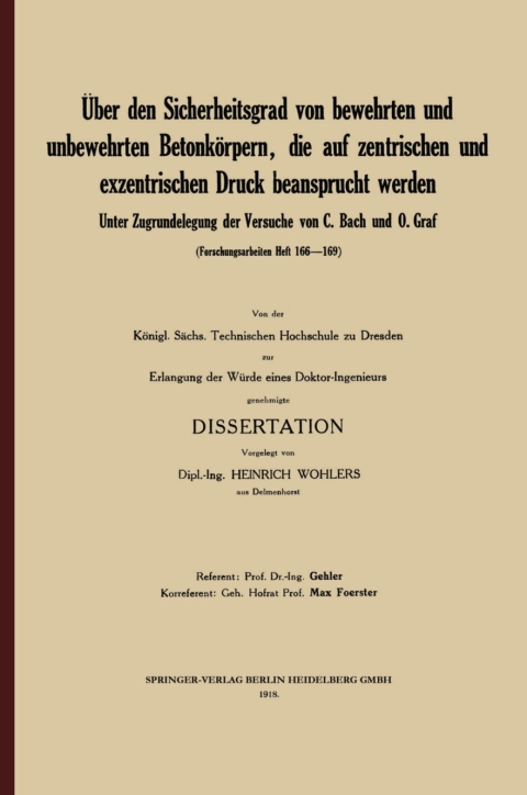 Cover image for book Über den Sicherheitsgrad von bewehrten und unbewehrten Betonkörpern, die auf zentrischen und exzentrischen Druck beansprucht werden