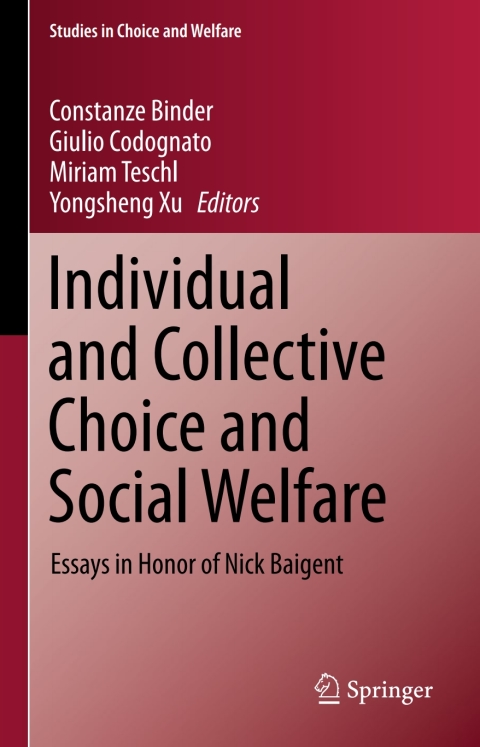 Cover image for book Individual and Collective Choice and Social Welfare