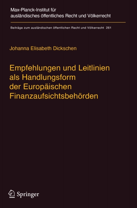 Cover image for book Empfehlungen und Leitlinien als Handlungsform der Europäischen Finanzaufsichtsbehörden