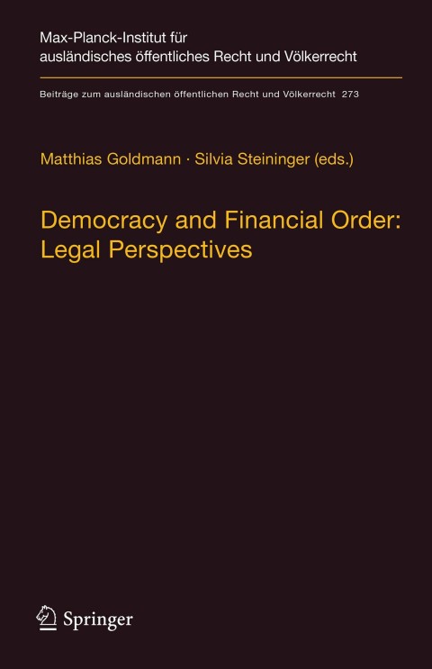 Cover image for book Democracy and Financial Order: Legal Perspectives