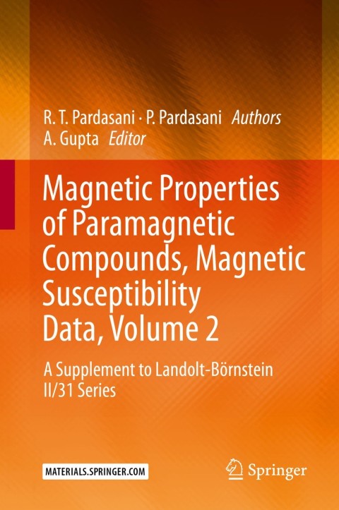 Cover image for book Magnetic Properties of Paramagnetic Compounds, Magnetic Susceptibility Data, Volume 2