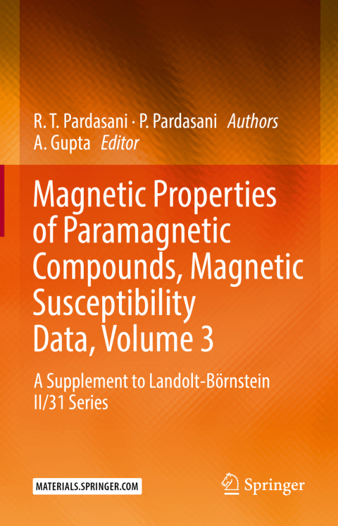 Cover image for book Magnetic Properties of Paramagnetic Compounds, Magnetic Susceptibility Data, Volume 3