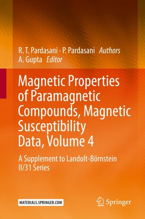 Cover image for book Magnetic Properties of Paramagnetic Compounds, Magnetic Susceptibility Data, Volume 4