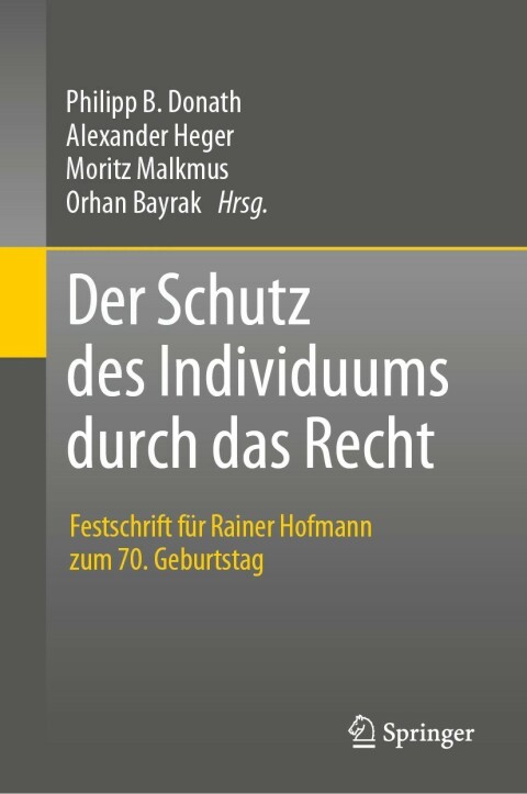 Cover image for book Der Schutz des Individuums durch das Recht