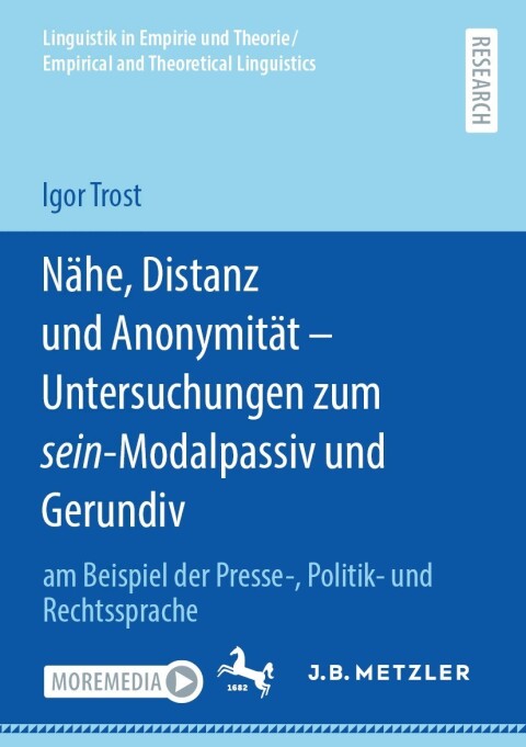 Cover image for book Nähe, Distanz und Anonymität - Untersuchungen zum sein-Modalpassiv und Gerundiv