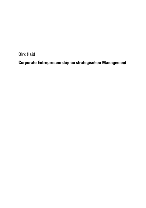 Cover image for book Corporate Entrepreneurship im strategischen Management