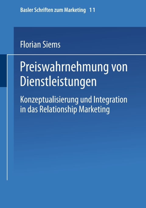 Cover image for book Preiswahrnehmung von Dienstleistungen