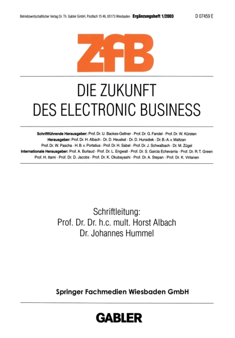 Cover image for book Die Zukunft des Electronic Business