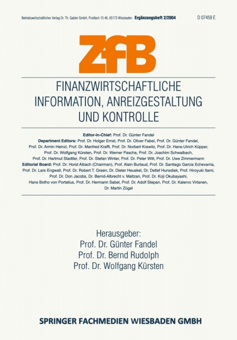 Cover image for book Finanzwirtschaftliche Information, Anreizgestaltung und Kontrolle
