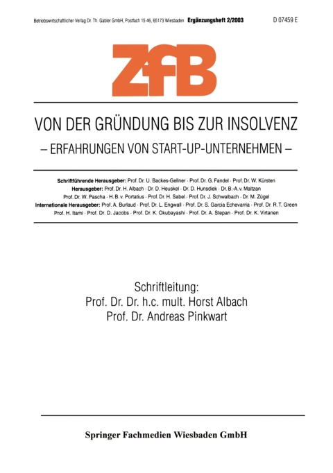 Cover image for book Von der Gründung bis zur Insolvenz Erfahrungen von Start-Up-Unternehmen