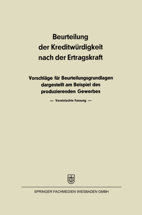 Cover image for book Beurteilung der Kreditwürdigkeit nach der Ertragskraft