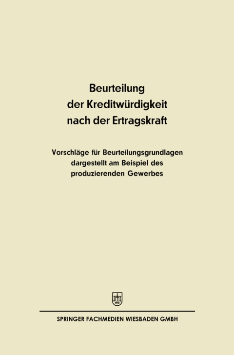 Cover image for book Beurteilung der Kreditwürdigkeit nach der Ertragskraft