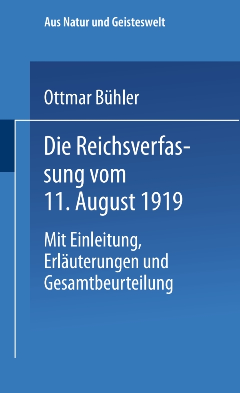 Cover image for book Die Reichsverfassung vom 11. August 1919