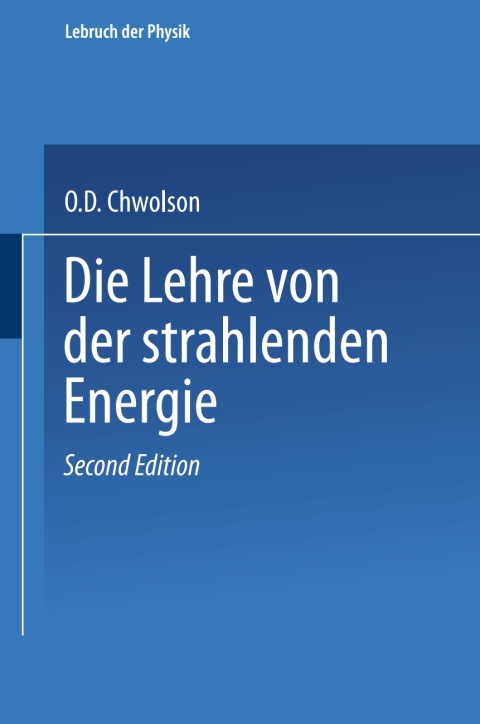 Cover image for book Die Lehre von der strahlenden Energie