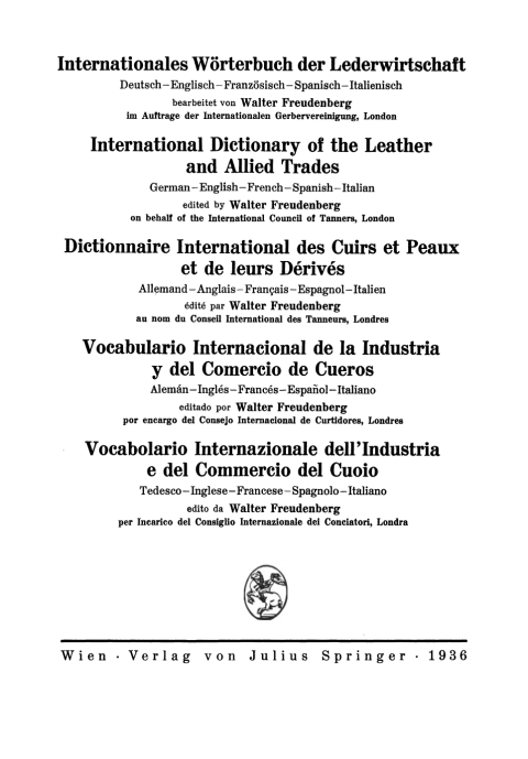 Cover image for book Internationales Wörterbuch der Lederwirtschaft.