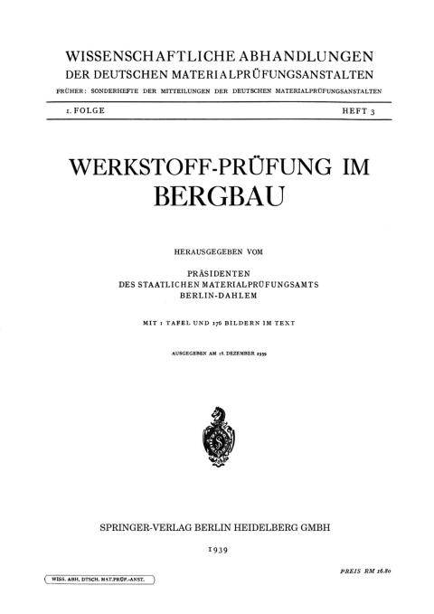 Cover image for book Werkstoff-Prüfung im Bergbau
