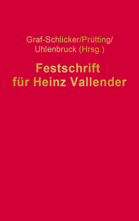 Cover image for book Festschrift für Heinz Vallender