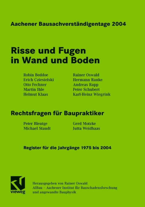 Cover image for book Aachener Bausachverständigentage 2004