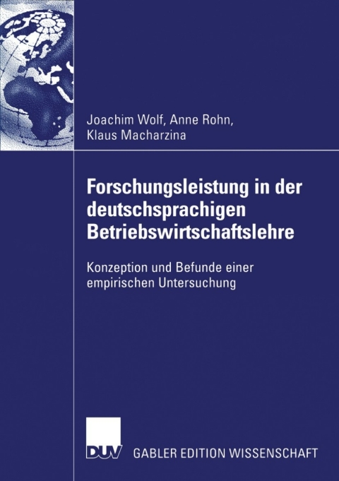 Cover image for book Forschungsleistung in der deutschsprachigen Betriebswirtschaftslehre