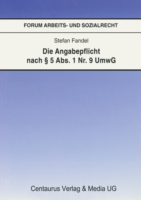 Cover image for book Die Angabepflicht nach § 5 Abs. 1 Nr. 9 UmwG