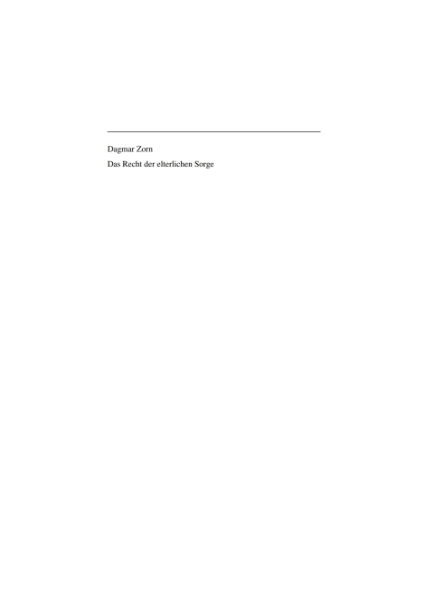 Cover image for book Das Recht der elterlichen Sorge