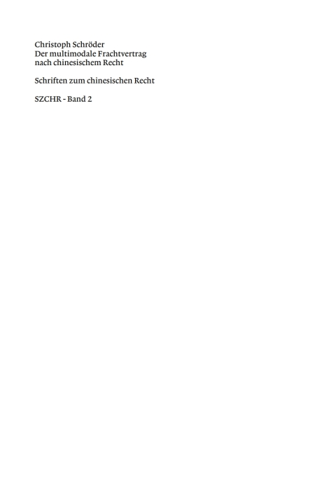 Cover image for book Der multimodale Frachtvertrag nach chinesischem Recht