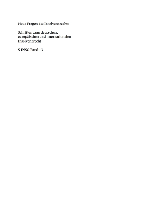 Cover image for book Neue Fragen des Insolvenzrechts