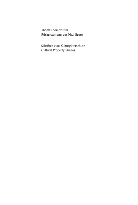 Cover image for book Rückerstattung der Nazi-Beute