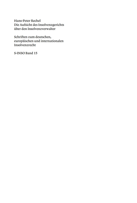 Cover image for book Die Aufsicht des Insolvenzgerichts über den Insolvenzverwalter