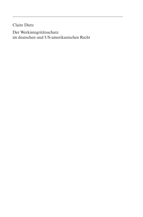 Cover image for book Werkintegritätsschutz im deutschen und US-amerikanischen Recht