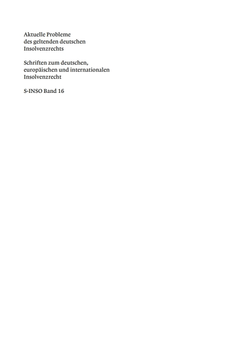 Cover image for book Aktuelle Probleme des geltenden deutschen Insolvenzrechts