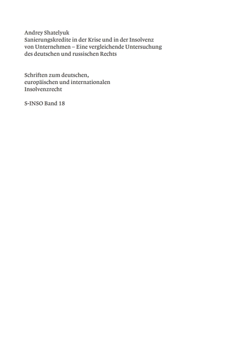 Cover image for book Sanierungskredite in der Krise und in der Insolvenz von Unternehmen