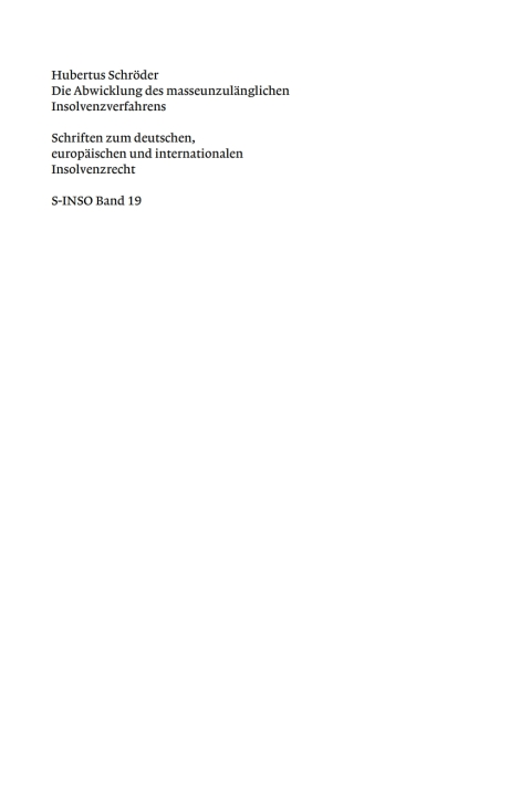 Cover image for book Die Abwicklung des masseunzulänglichen Insolvenzverfahrens