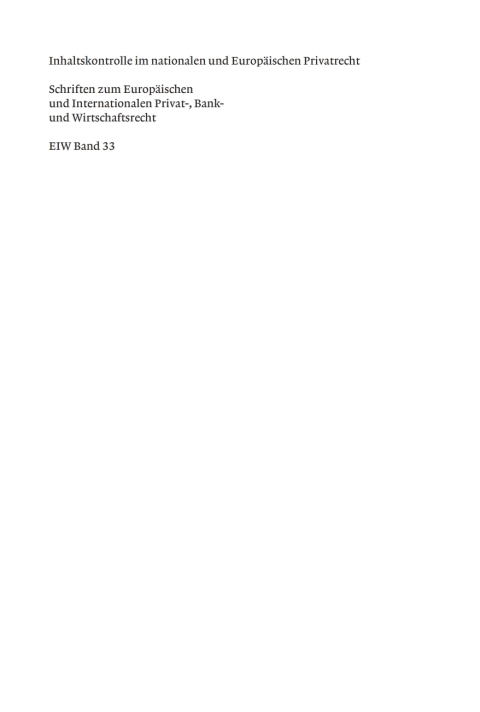 Cover image for book Inhaltskontrolle im nationalen und Europäischen Privatrecht