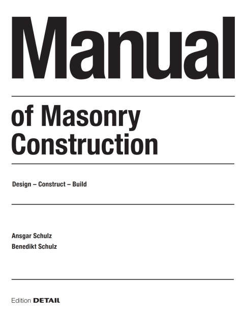 Cover image for book Manual of Masonry Construction