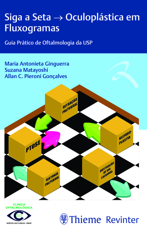 Cover image for book Siga a Seta → Oculoplástica em Fluxogramas: Guia Prático de Oftalmologia da USP