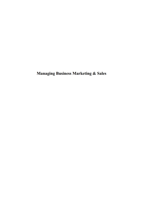 Managing business marketing \u0026 sales 
