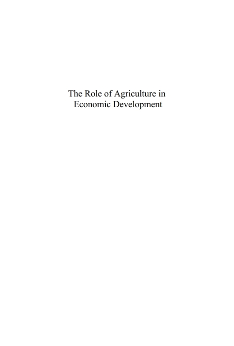 Cover image for book The Role Of Agriculture In Economic Development