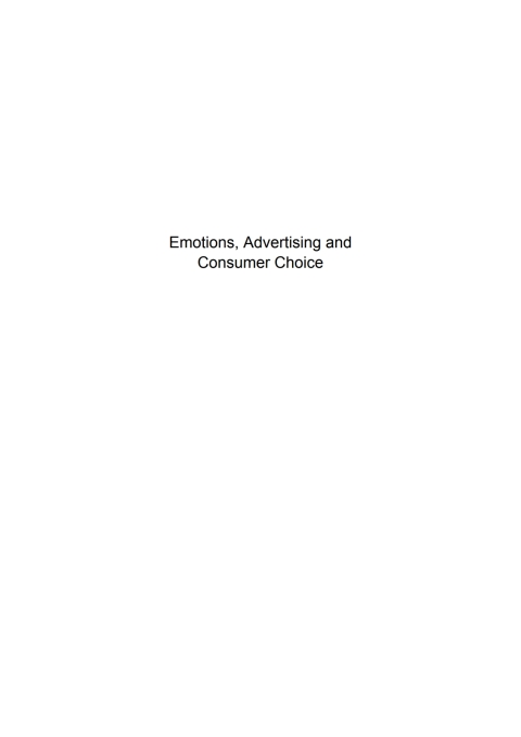 Cover image for book Emotions, advertising and consumer choice