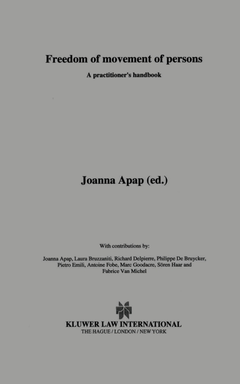 Cover image for book Freedom of movement of persons