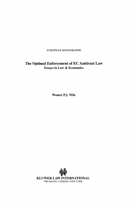Cover image for book The Optimal Enforcement of EC Antitrust Law
