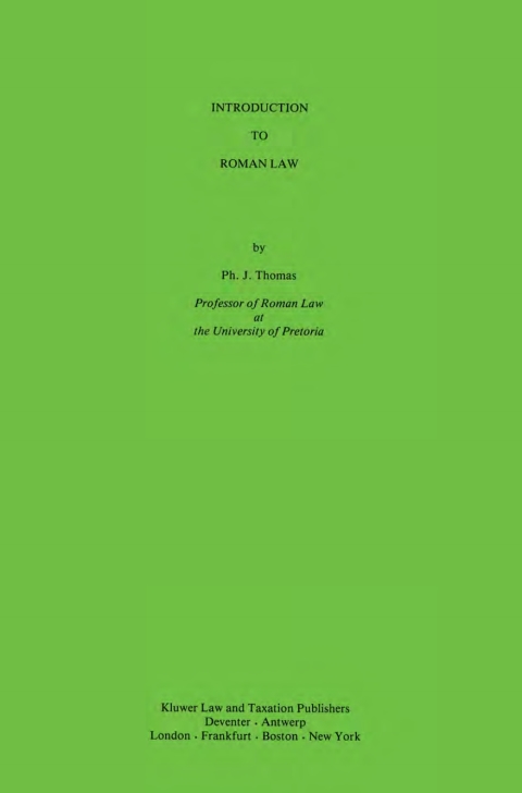 Cover image for book Introduction to Roman Law