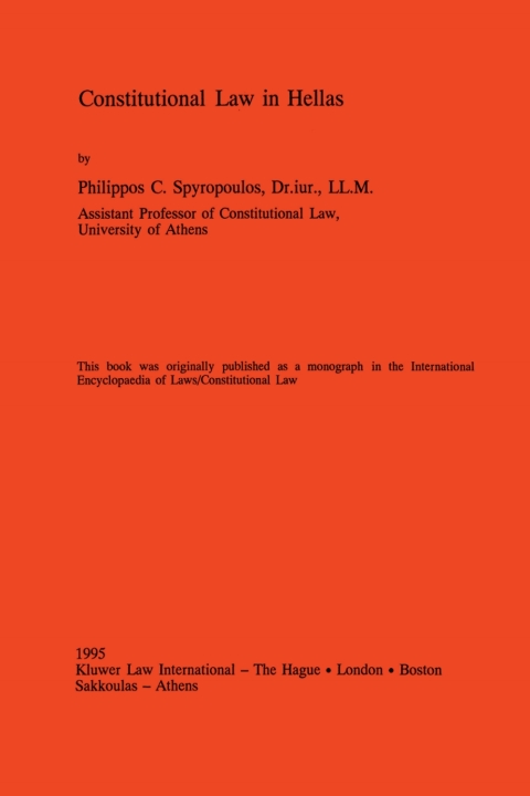 Cover image for book Constitutional Law in Hellas