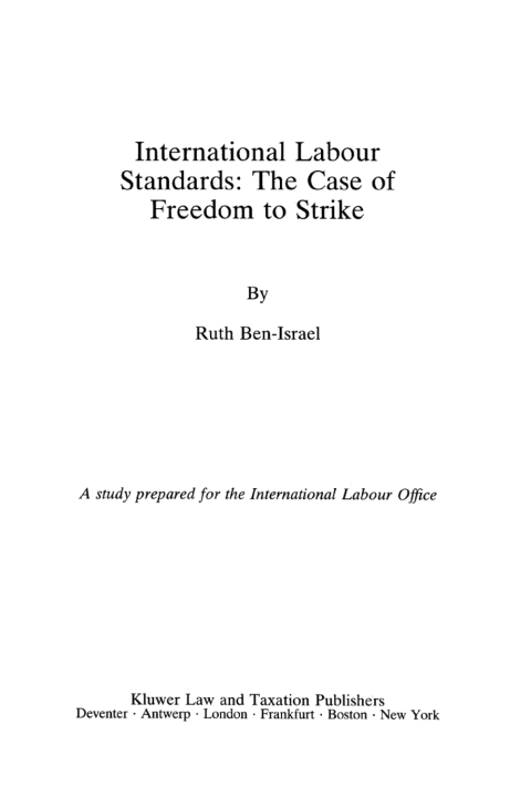 Cover image for book International Labour Standards: The Case of Freedom to Strike