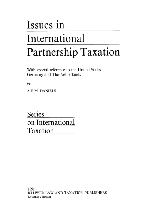 Cover image for book Issues in International Partnership Taxation
