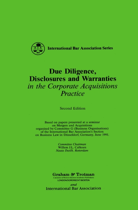 Cover image for book Due Diligence, Disclosures and Warranties