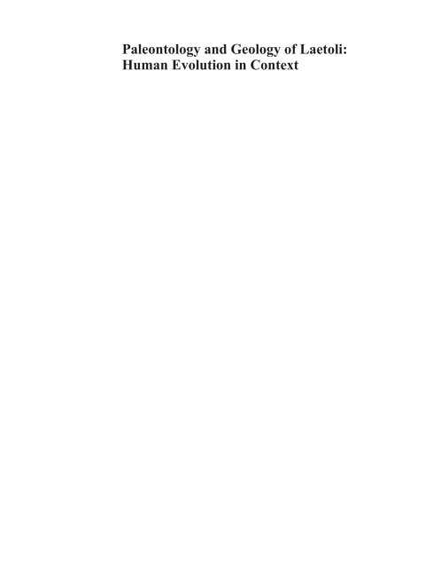 Cover image for book Paleontology and Geology of Laetoli: Human Evolution in Context