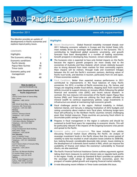 Cover image for book Pacific Economic Monitor December 2011